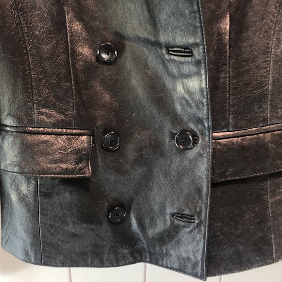 INC international Concepts black leather military style double breast jacket M - Picture 2 of 8